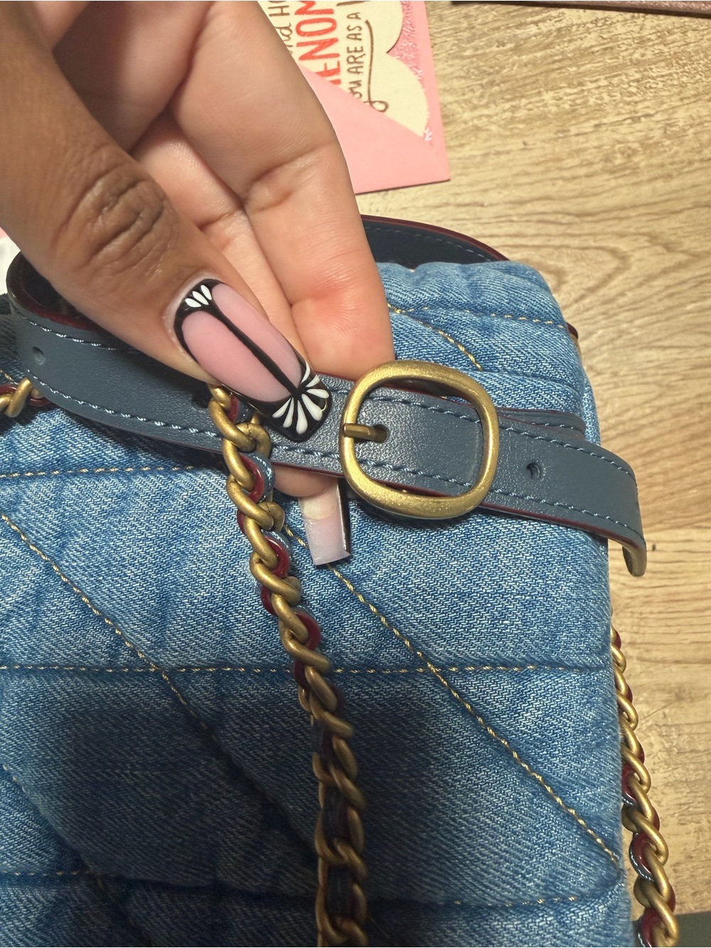 COACH Quilted Denim Tabby Small Backpack - Picture 9 of 14